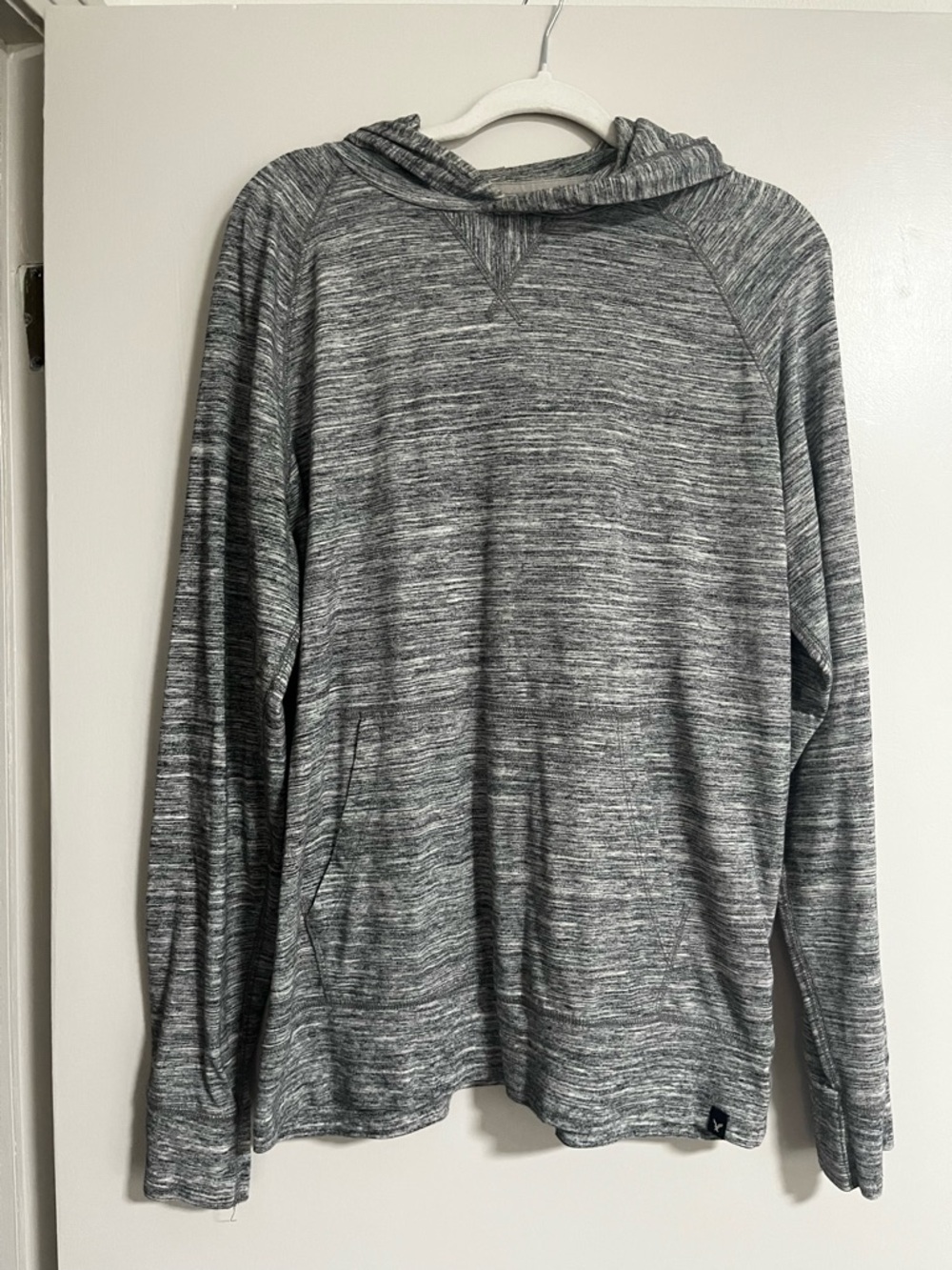 American Eagle Outfitters Gray Marled Hooded Longsleeve